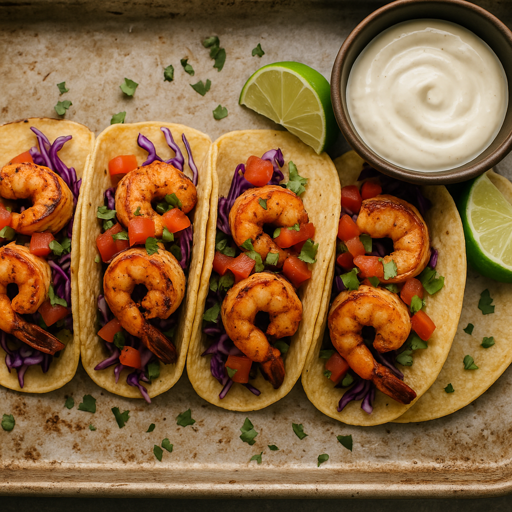 Warm tortillas filled with shrimp tossed in Ember blend, crunchy slaw, and lime crema.